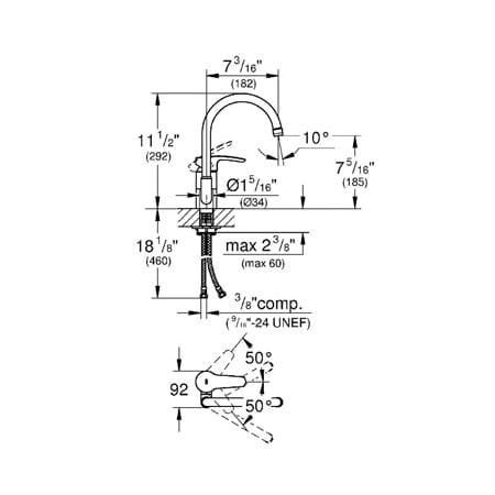 Grohe-33 986-Dimensional Drawing