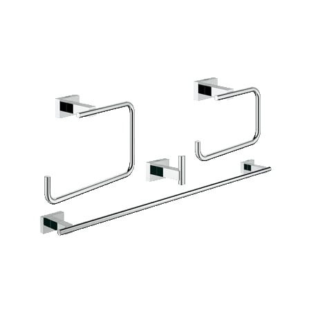Grohe Essentials Cube Accessory Kit - Includes Towel Ring, Towel Bar, Toilet Paper Holder, and Robe Hook Starlight Chrome