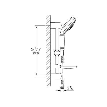 Grohe-GSS-Authentic-CTH-08-Handshower / Slide Bar Dimensional Drawing