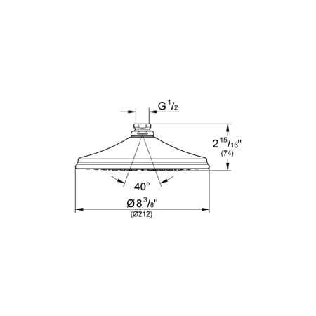 Grohe-GSS-Authentic-CTH-08-Shower Head Dimensional Drawing