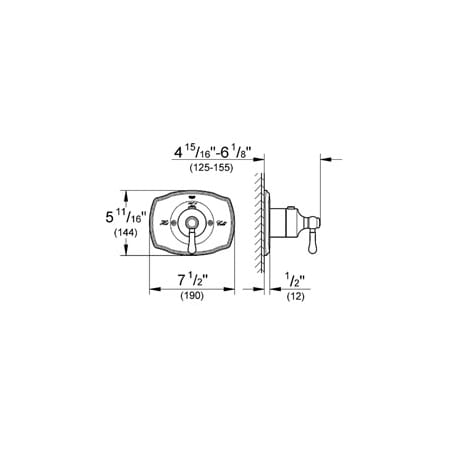 Grohe-GSS-Authentic-CTH-08-Valve Trim Dimensional Drawing