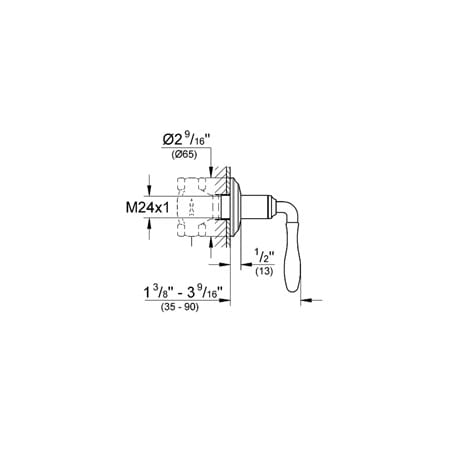 Grohe-GSS-Authentic-CTH-08-Volume Control Dimensional Drawing