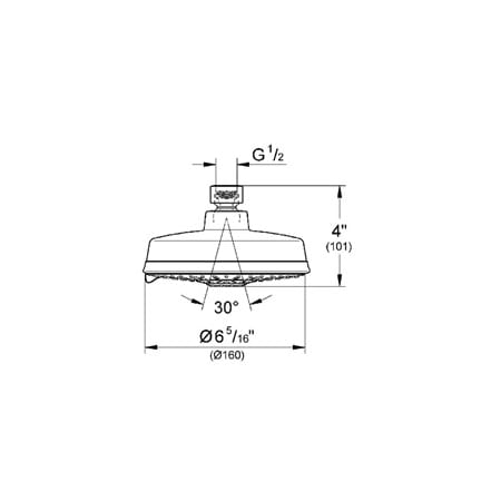 Grohe-GSS-Authentic-DTH-06-Shower Head Dimensional Drawing