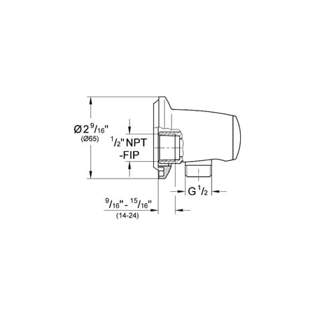 Grohe-GSS-Authentic-DTH-06-Wall Supply Dimensional Drawing