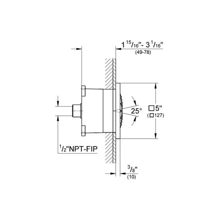 Grohe-GSS-Eurocube-CTH-08-Body Spray Dimensional Drawing