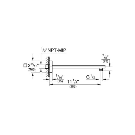 Grohe-GSS-Eurocube-CTH-08-Shower Arm Dimensional Drawing