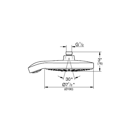 Grohe-GSS-Eurocube-CTH-08-Shower Head Dimensional Drawing