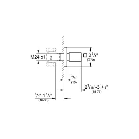 Grohe-GSS-Eurocube-CTH-08-Volume Control Dimensional Drawing