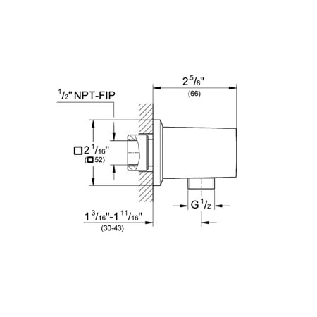 Grohe-GSS-Eurocube-CTH-08-Wall Supply Dimensional Drawing