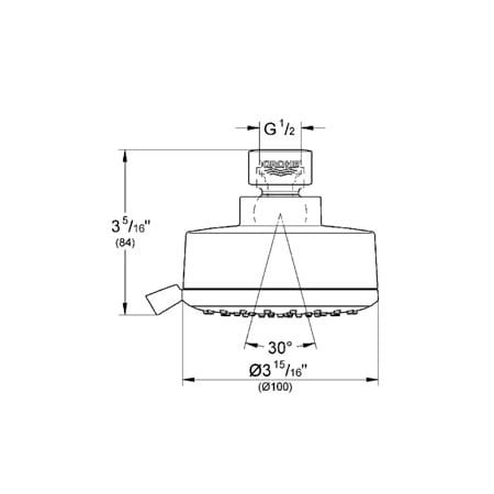 Grohe-GSS-Eurocube-DTH-05-Shower Head Dimensional Drawing