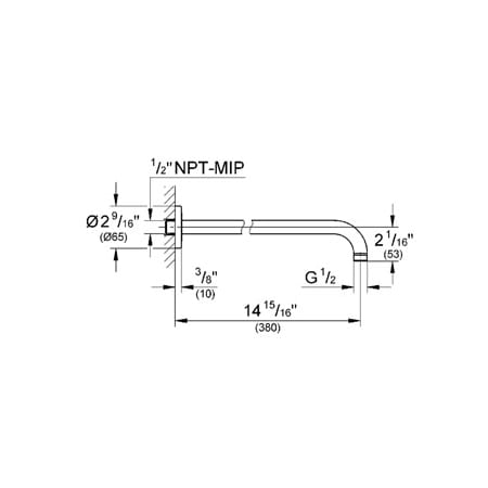 Grohe-GSS-Europlus-CTH-08-Shower Arm Dimensional Drawing