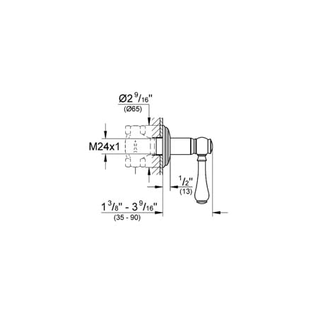 Grohe-GSS-Europlus-CTH-08-Volume Control Dimensional Drawing