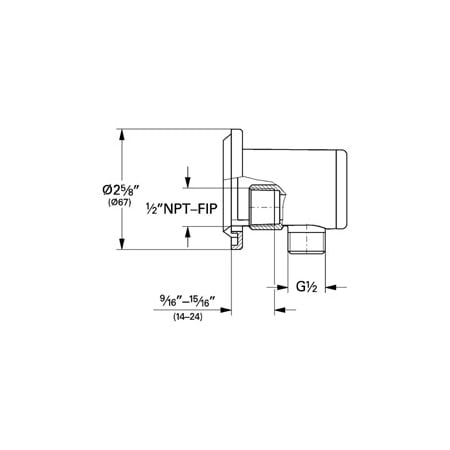 Grohe-GSS-Europlus-CTH-08-Wall Supply Dimensional Drawing