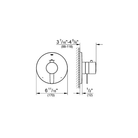 Grohe-GSS-Europlus-DTH-05-Valve Trim Dimensional Drawing
