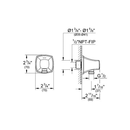 Grohe-GSS-Grandera-DPB-03-Wall Supply Dimensional Drawing