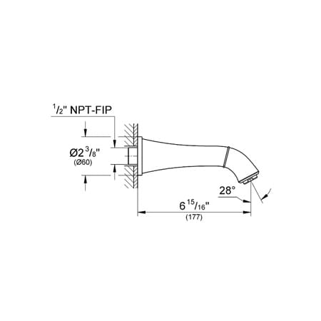 Grohe-GSS-Grandera-DPB-05-Tub Spout Dimensional Drawing
