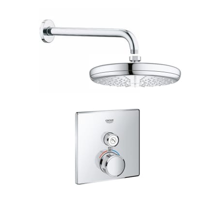 Grohe SmartControl Shower System with Shower Head, Shower Arm, Valve Trim, and Rough In Starlight Chrome