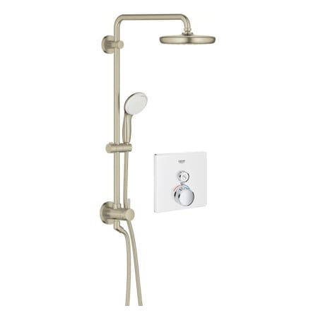 Grohe SmartControl Shower System with Shower System and Valve Trim Moon White / Brushed Nickel