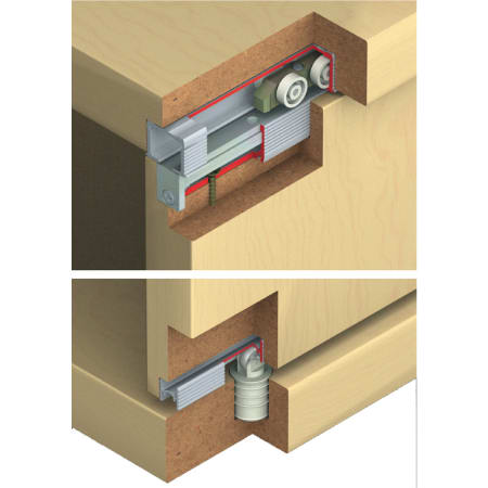 Hafele Clipo Fitting Set for Single 79lb Sliding Door Less Upper Track Grey