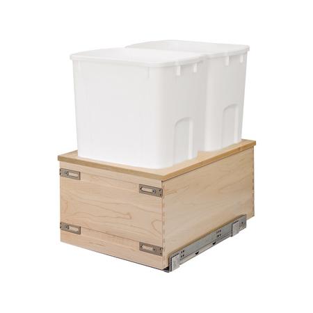 Hafele 2 x 50 Quart Century Double Waste Bins - Bottom Mount with Soft Close Baltic Birch / White