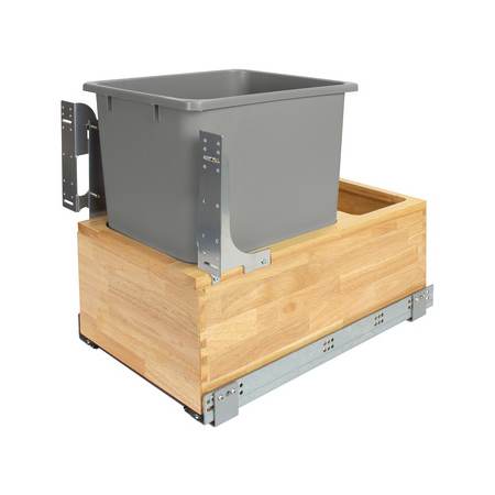 Hafele 52 Quart Single Wood Waste Bin Pull-Out Elemental Wood / Gray