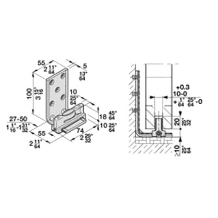 Hafele HAWA Confort Single Element Plastic Guide for 264 Lb. Sliding Door Black