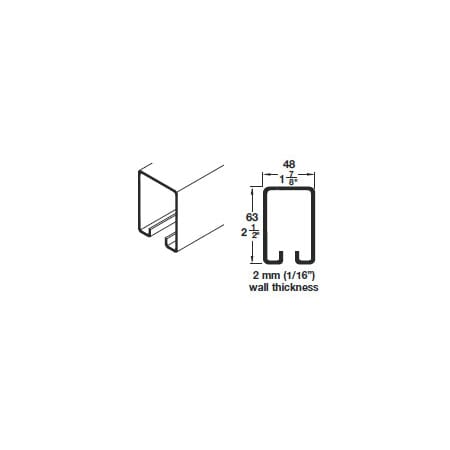 Hafele Straightaway 9-Foot 10-Inch Long Steel Top Track for 880 Lb. Sliding Barn Door Applications Steel