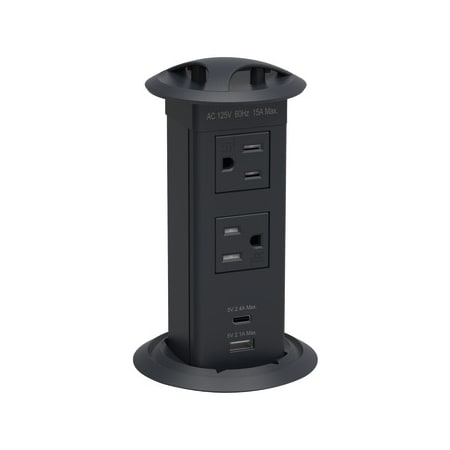 Hafele POP-UP 2 AC 1 USB-A 1 USB-C BLACK Black