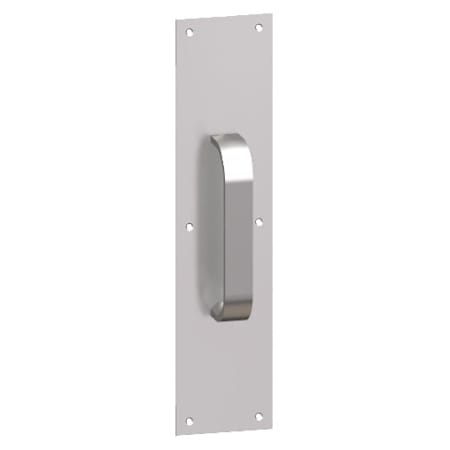 Hager 3" x 12" Square Corner 0.050" Gauge Pull Plate with 1" Modified Half Round Pull on 6" Center from the Pull Plates Collection Satin Stainless
