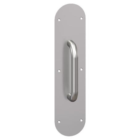 Hager 3.5" x 15" Rounded Corner 0.050" Gauge Pull Plate with 3/4" Round Wrought Pull on 6" Center from the Pull Plates Collection Antique Bronze