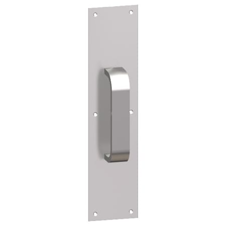 Hager 3.5" x 15" Square Corner 0.125" Gauge Pull Plate with 1-1/4" Rectangular Pull on 12" Center from the Pull Plates Collection Satin Anodized Aluminum