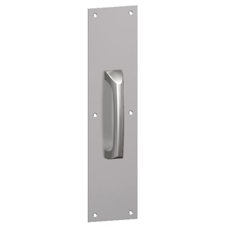 Hager 4" x 16" Square Corner 0.125" Gauge Pull Plate with Cast Pull on 5-1/2" Center from the Pull Plates Collection Polished Chrome