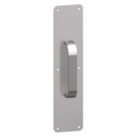 Hager 3" x 12" 1/2" Radius Corner 0.125" Gauge Pull Plate with Modified Half Round Pull on 8" Center from the Pull Plates Collection Antique Bronze