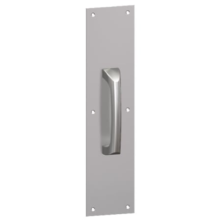 Hager 3.5" x 15" Square Corner 0.062" Gauge Pull Plate with Cast Pull on 5-1/2" Center from the Pull Plates Collection Satin Stainless