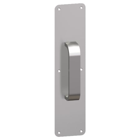 Hager 3.5" x 15" 1/2" Radius Corner 0.062" Gauge Pull Plate with Rectangular Wrought Pull on 8" Center from the Pull Plates Collection Oil Rubbed Bronze