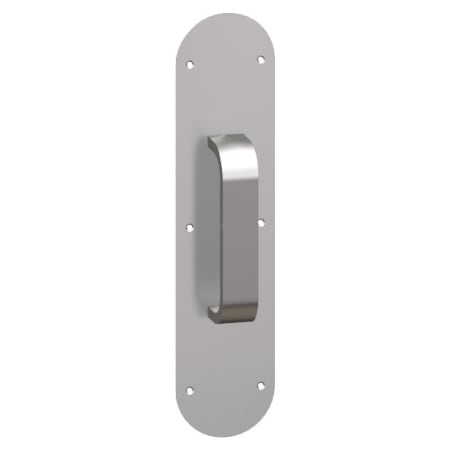 Hager 4" x 16" Rounded Corner 0.062" Gauge Pull Plate with Rectangular Wrought Pull on 12" Center from the Pull Plates Collection Satin Stainless