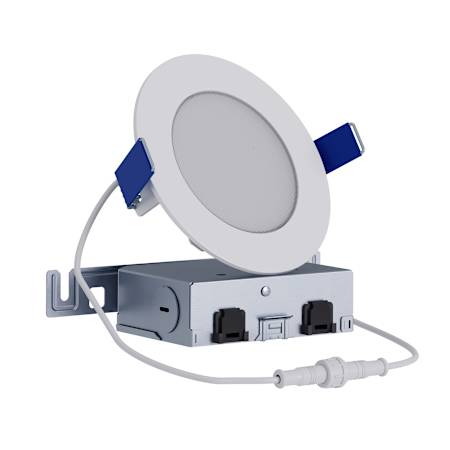 Halo HLB Canless Series - LED Canless Recessed Fixture with 4" Selectable CCT Trims Matte White