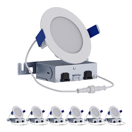 Halo HLB Canless Series - LED Canless Recessed Fixture with 4" Shower Trims - Airtight - Pack of 6 Matte White