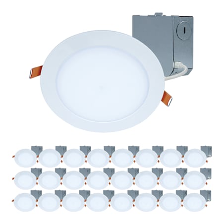 Halo HLBE Canless Series - LED Canless Recessed Fixture with 6" Baffle Trims - 3000K Fixed CCT - Pack of 24 Matte White