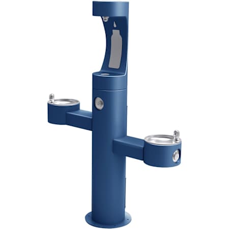 Halsey Taylor Endura II 64" Floor Mounted ADA Outdoor Rated Triple Station Bottle Filler Fountain Combo Blue