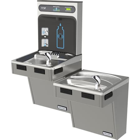 Halsey Taylor Wall Mounted ADA Indoor Rated Dual Station Bottle Filler Cooler Combo Platinum Vinyl