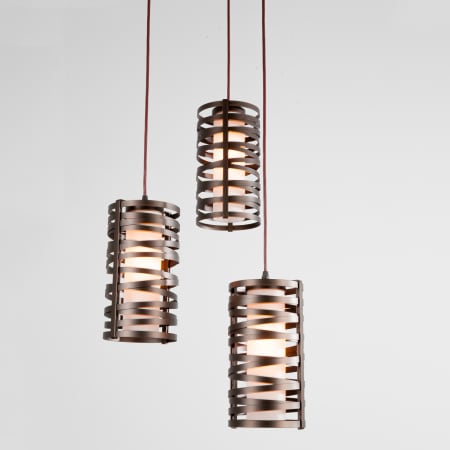 Hammerton Studio Tempest 3 Light 18" Wide LED Full Sized Multi Light Pendant - with Frosted Glass Inner and Finished to Match Metal Outer Shades Flat Bronze