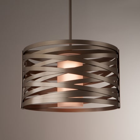 Hammerton Studio Tempest 18" Wide Full Sized Single Pendant - Medium (E26) with Frosted Glass Inner and Finished to Match Metal Outer Shade Flat Bronze