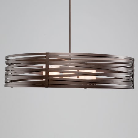 Hammerton Studio Tempest 8 Light 48" Wide LED Drum Chandelier - with Frosted Glass Inner Shades and Finished to Match Outer Metal Shade Flat Bronze