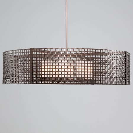 Hammerton Studio Tweed 8 Light 48" Wide Drum Chandelier - Medium (E26) with Frosted Glass Inner Shades and Finished to Match Outer Metal Shade Flat Bronze
