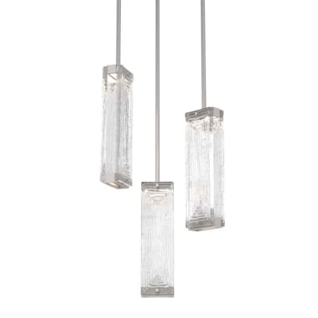 Hammerton Studio Tabulo 3 Light 19" Wide LED Multi Light Pendant - 3000K Beige Silver / Linea Glass