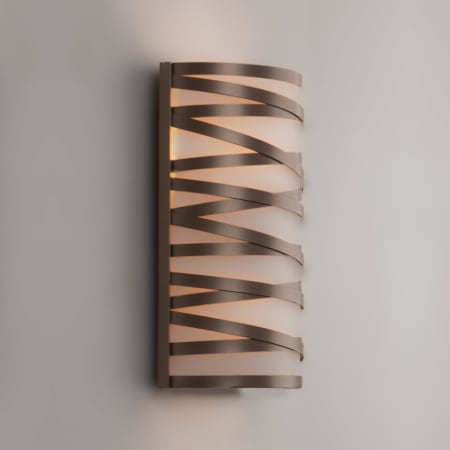 Hammerton Studio Tempest 2 Light 12" Tall ADA Compliant Wall Sconce - Candelabra (E12) with Frosted Glass Inner and Finished to Match Metal Outer Shade Flat Bronze