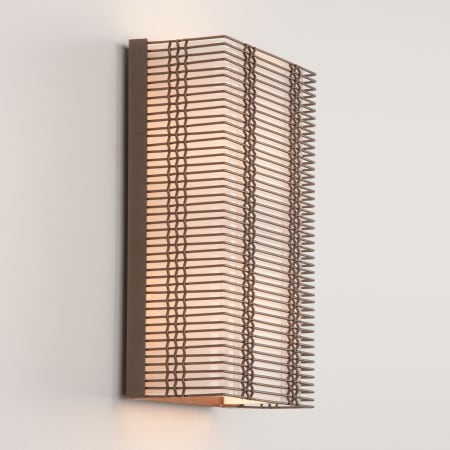 Hammerton Studio Downtown Mesh 2 Light 13" Tall ADA Compliant Wall Sconce - Candelabra (E12) with Frosted Glass Inner and Finished to Match Metal Outer Shade Flat Bronze