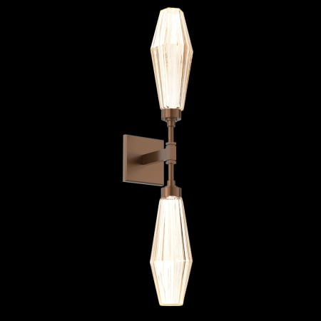 Hammerton Studio Aalto 2 Light 28" Tall LED Wall Sconce - 2700K Burnished Bronze / Optic Rib Amber