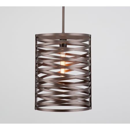 Hammerton Studio Tempest 12" Wide Cage Full Sized Single Pendant - Medium (E26) with Finished to Match Metal Shade Flat Bronze